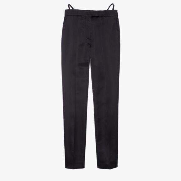 Helmut Lang Trousers Satin Suspender Straight Leg Pants Italy Womens Sz 00 Black - Picture 1 of 14